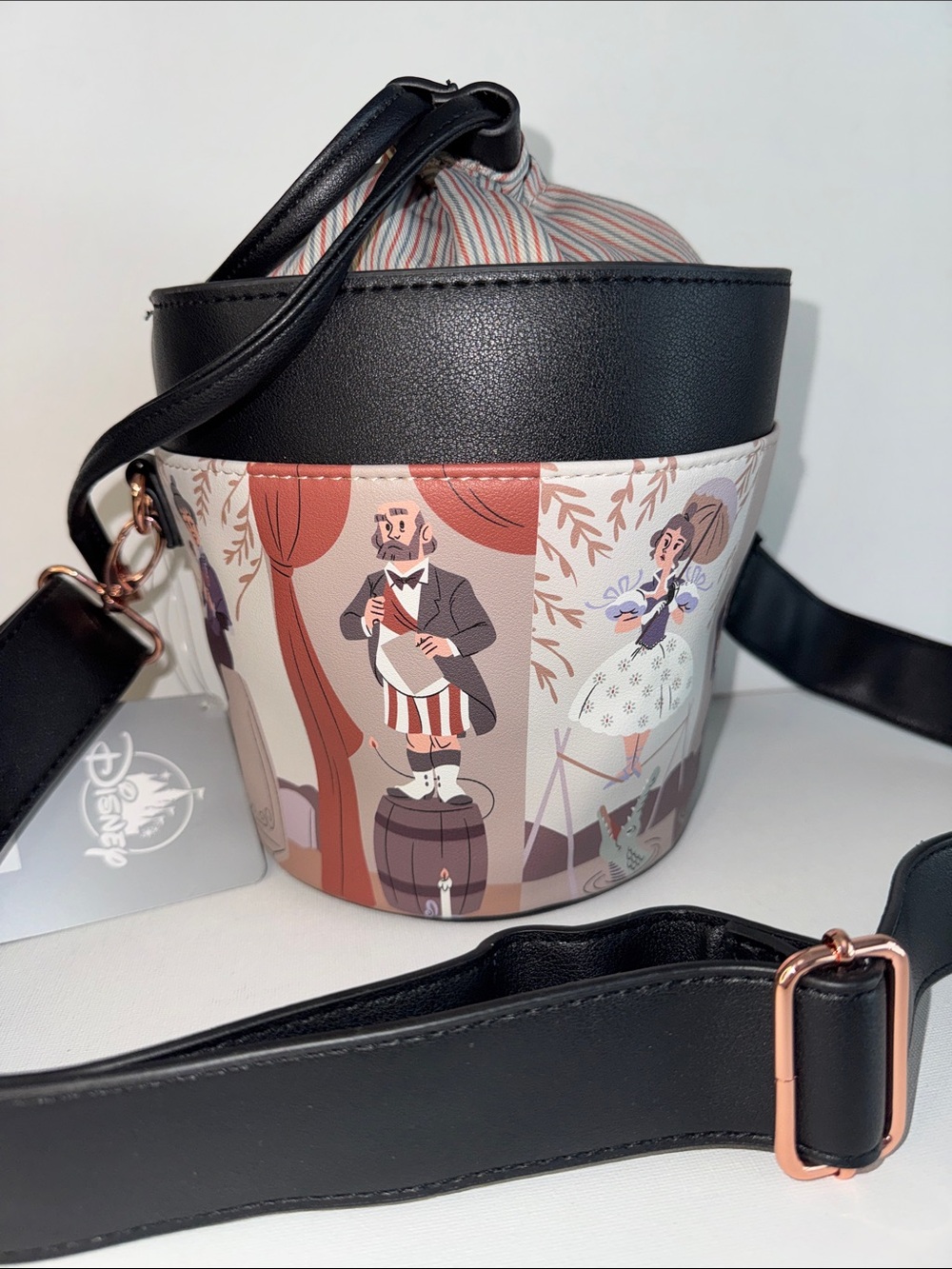 Disney Parks Haunted Mansion Stretching Portraits Crossbody Bucket Bag